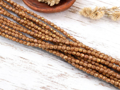 Czech Glass Beads - Picasso Beads - 4mm Beads - Fire Polished Beads - Round Beads - 50pcs - 4mm - (3251)