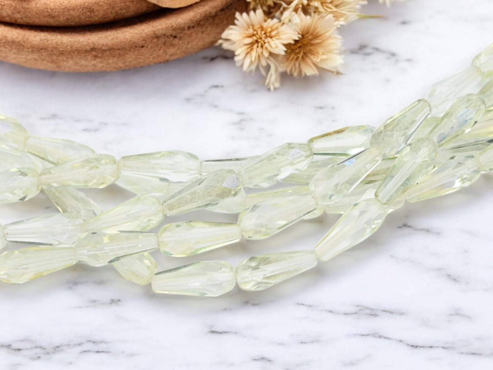 Czech Glass Beads - Teardrop Beads - Fire Polished Beads - Vertical Teardrop - Drop Beads - 10pcs - (3350)