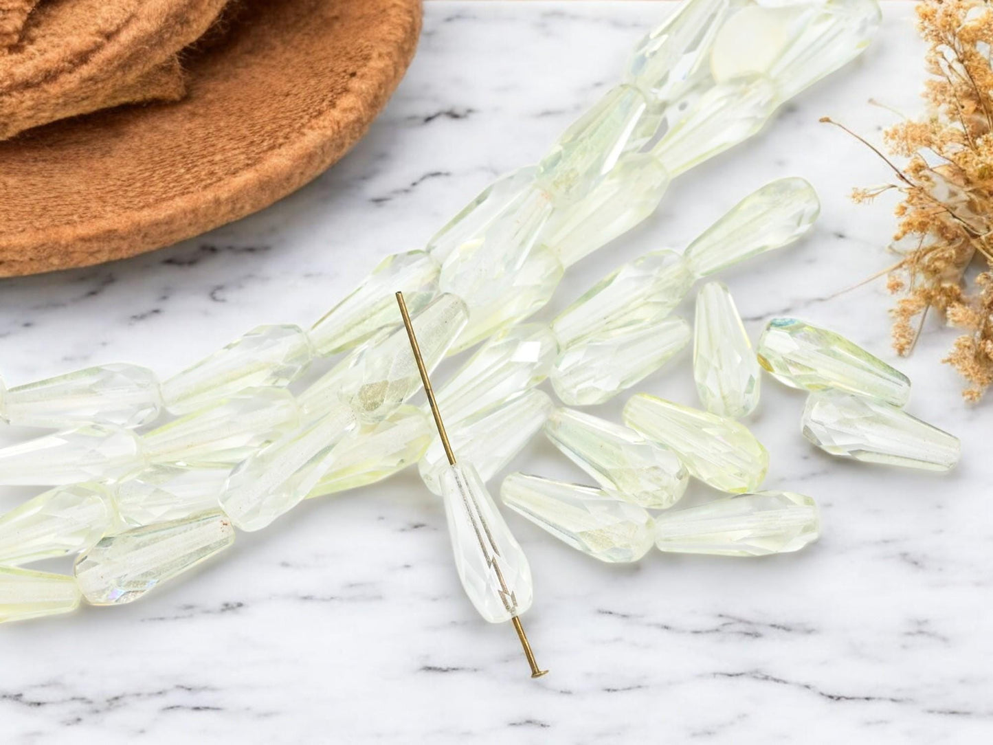 Czech Glass Beads - Teardrop Beads - Fire Polished Beads - Vertical Teardrop - Drop Beads - 10pcs - (3350)