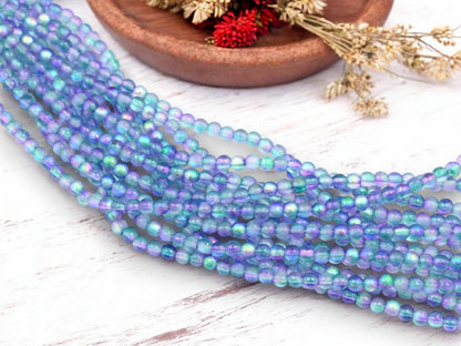 4mm Beads - Czech Glass Beads - Etched Beads - Round Beads - Druk Beads - 50pcs - (2879)