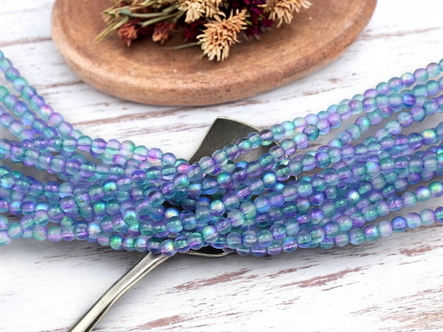 4mm Beads - Czech Glass Beads - Etched Beads - Round Beads - Druk Beads - 50pcs - (2879)