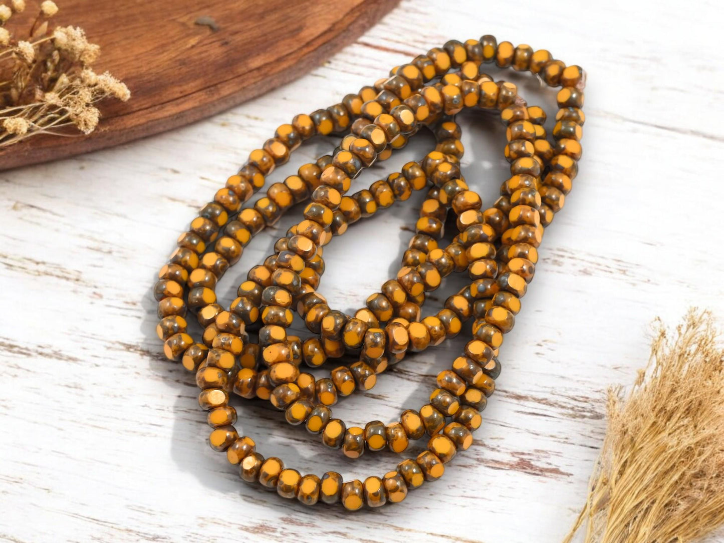 Czech Glass Beads - Trica Beads - Seed Beads - Picasso Beads - Size 6 Beads - 50pcs - (4995)