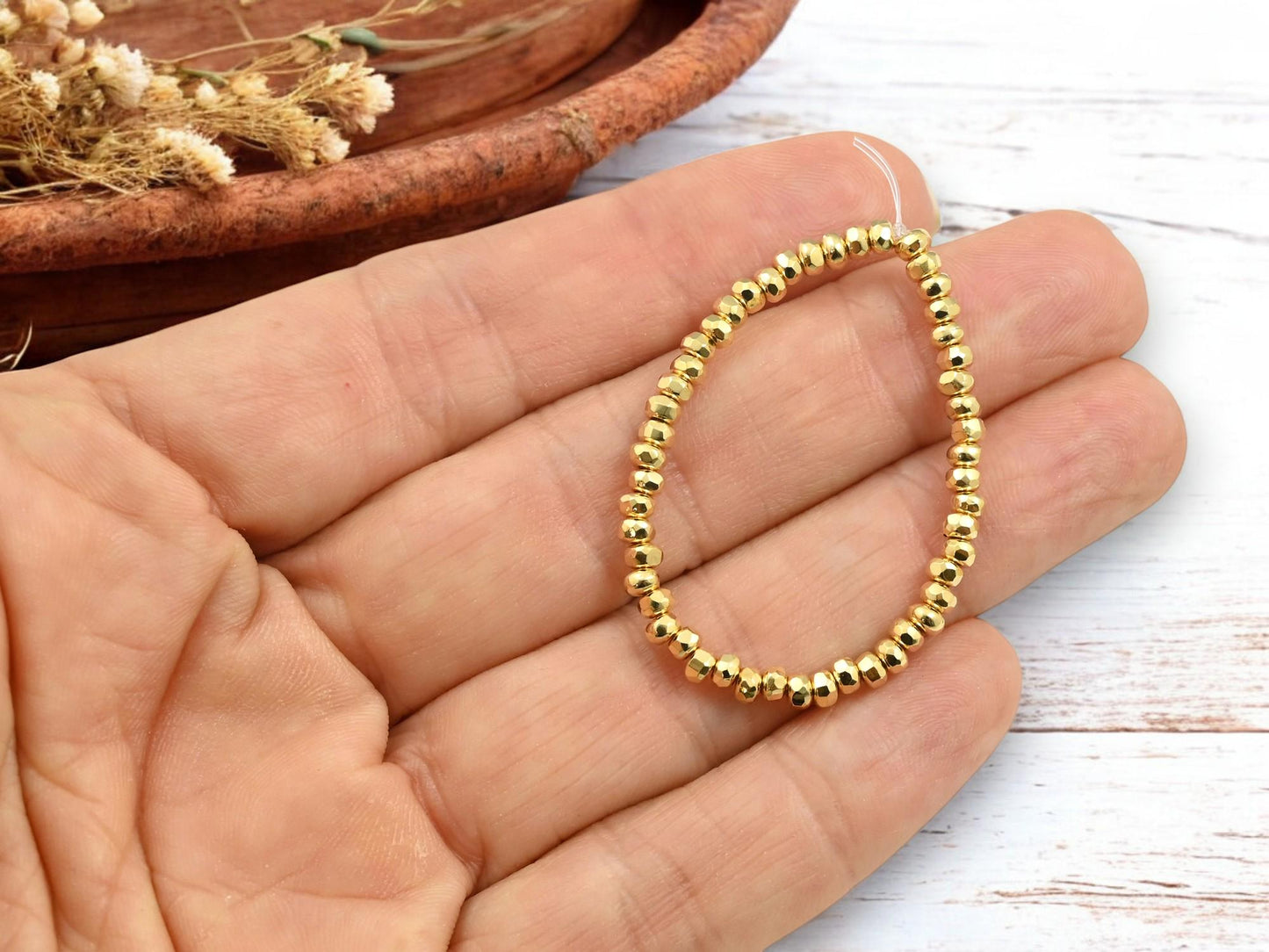 Czech Glass Beads - 24k Gold Beads - Trica Beads - Seed Beads - Picasso Beads - Size 6 Beads - 50pcs - (5450)