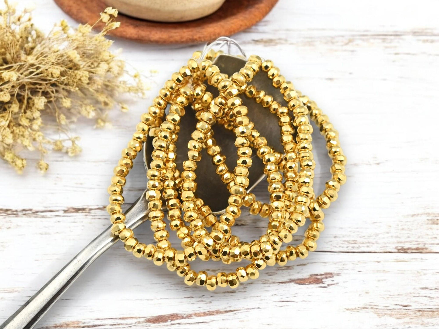 Czech Glass Beads - 24k Gold Beads - Trica Beads - Seed Beads - Picasso Beads - Size 6 Beads - 50pcs - (5450)