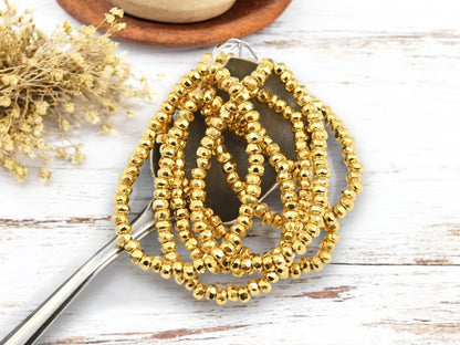 Czech Glass Beads - 24k Gold Beads - Trica Beads - Seed Beads - Picasso Beads - Size 6 Beads - 50pcs - (5450)