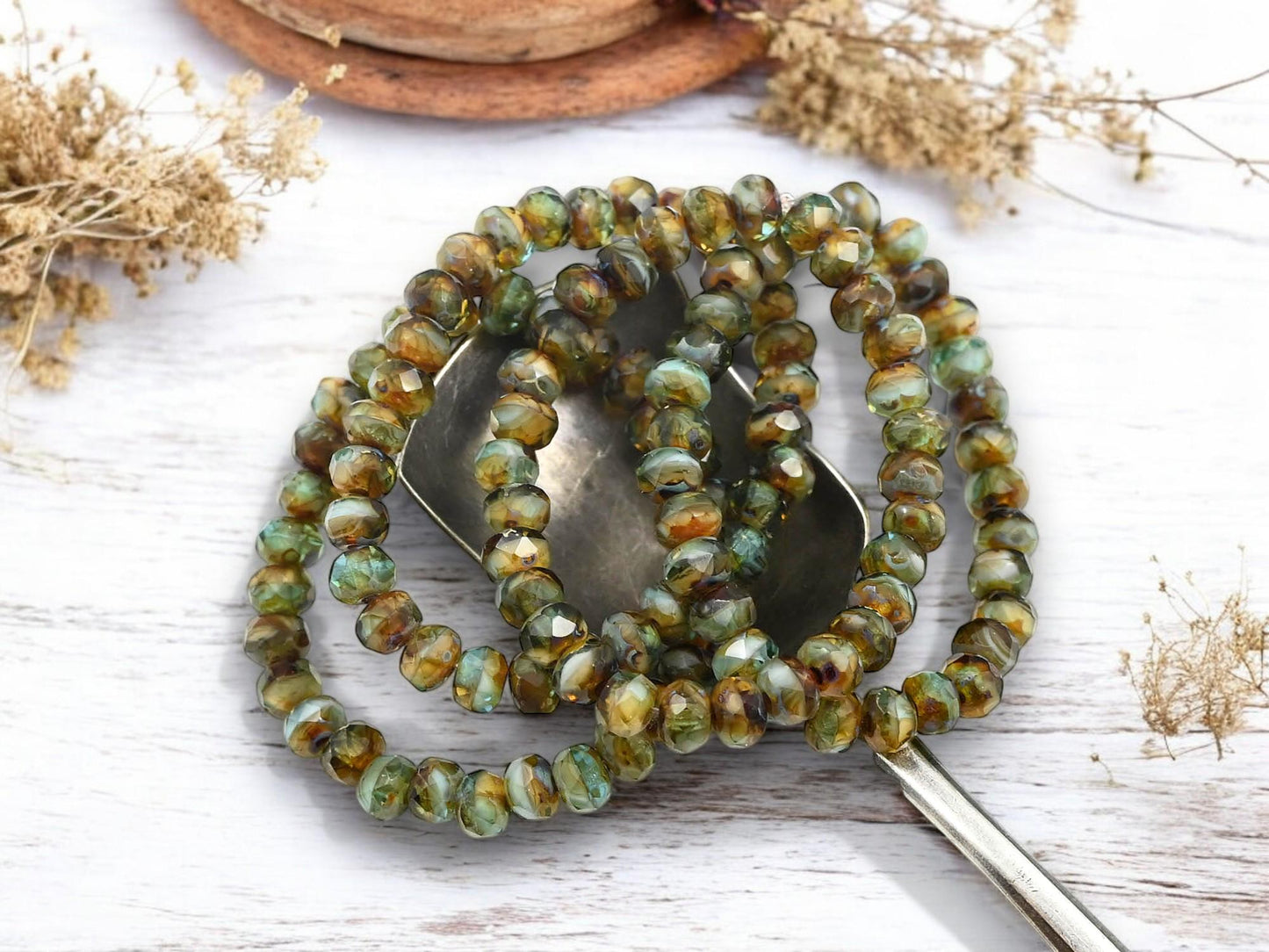 Czech Glass Beads - Picasso Beads - Rondelle Beads - 3x5mm - 30pcs - (4350)