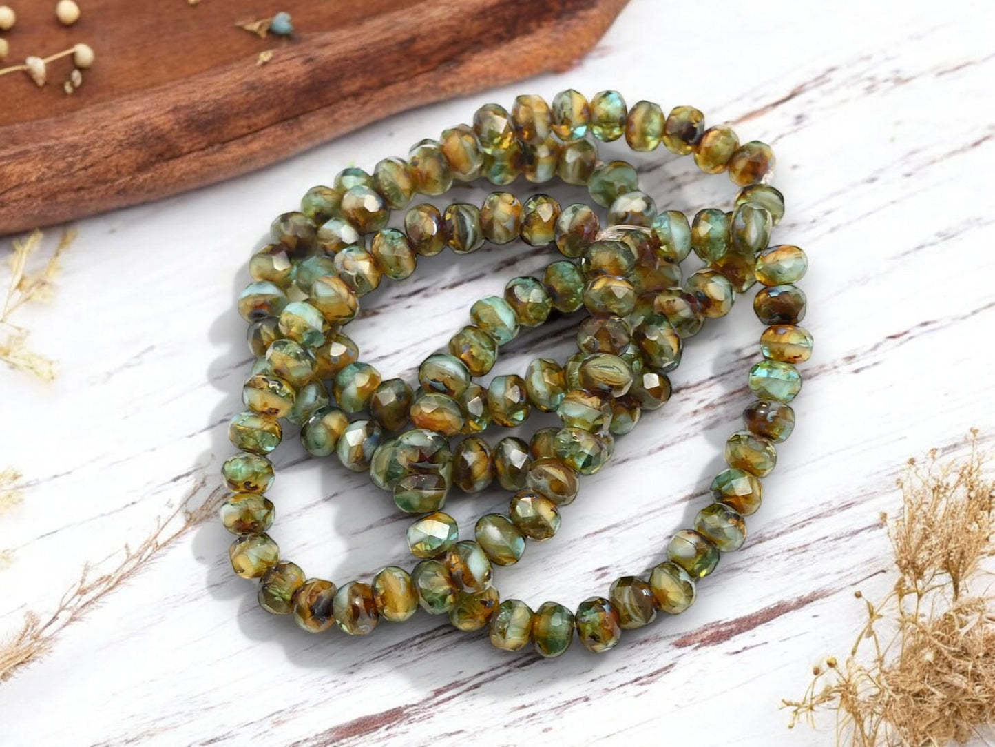 Czech Glass Beads - Picasso Beads - Rondelle Beads - 3x5mm - 30pcs - (4350)