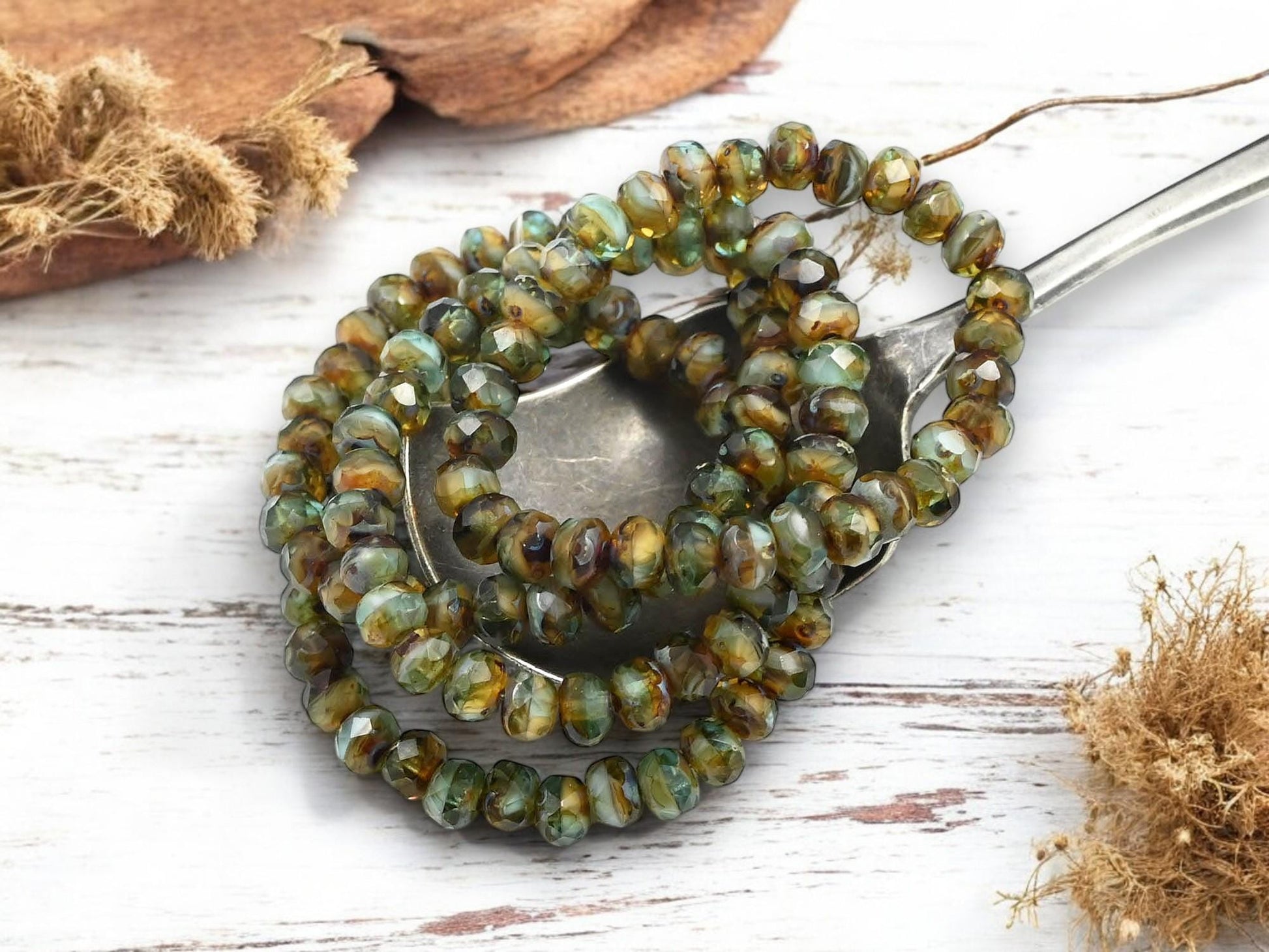 Czech Glass Beads - Picasso Beads - Rondelle Beads - 3x5mm - 30pcs - (4350)