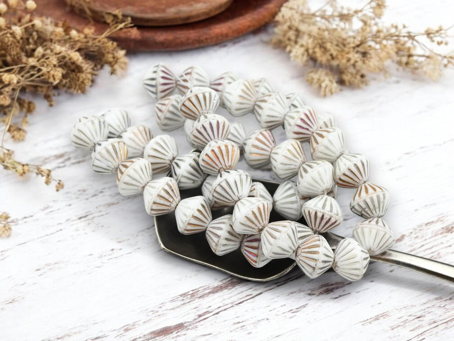 Czech Glass Beads - Bicone Beads - Picasso Beads - 9mm - 15pcs - (3091)