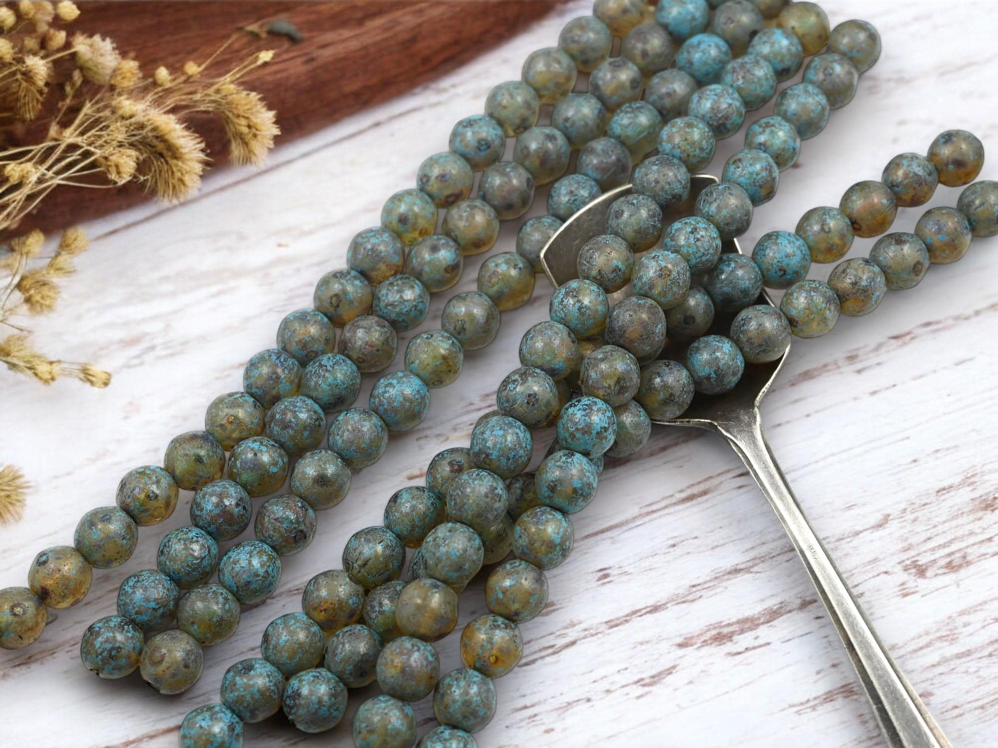 *20* 8mm Turquoise Washed Crystal Picasso Round Druk Beads - The Bead ...