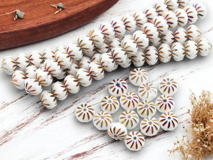 Czech Glass Beads - Picasso Beads - Rondelle Beads - Fire Polished Beads - 7x10mm - 15pcs - (B295)