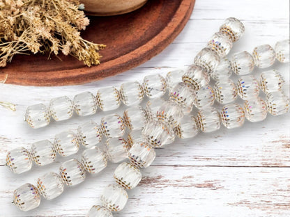 Czech Glass Beads - Cathedral Beads - Fire Polish Beads - Picasso Beads - 12pcs - 10mm - (2565)