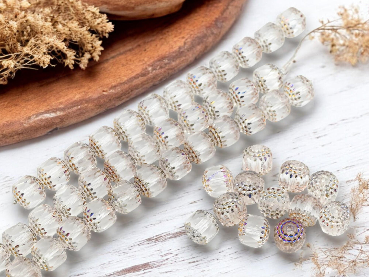 Czech Glass Beads - Cathedral Beads - Fire Polish Beads - Picasso Beads - 12pcs - 10mm - (2565)