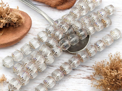 Czech Glass Beads - Cathedral Beads - Fire Polish Beads - Picasso Beads - 12pcs - 10mm - (2565)