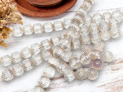 Czech Glass Beads - Cathedral Beads - Fire Polish Beads - Picasso Beads - 12pcs - 10mm - (2565)