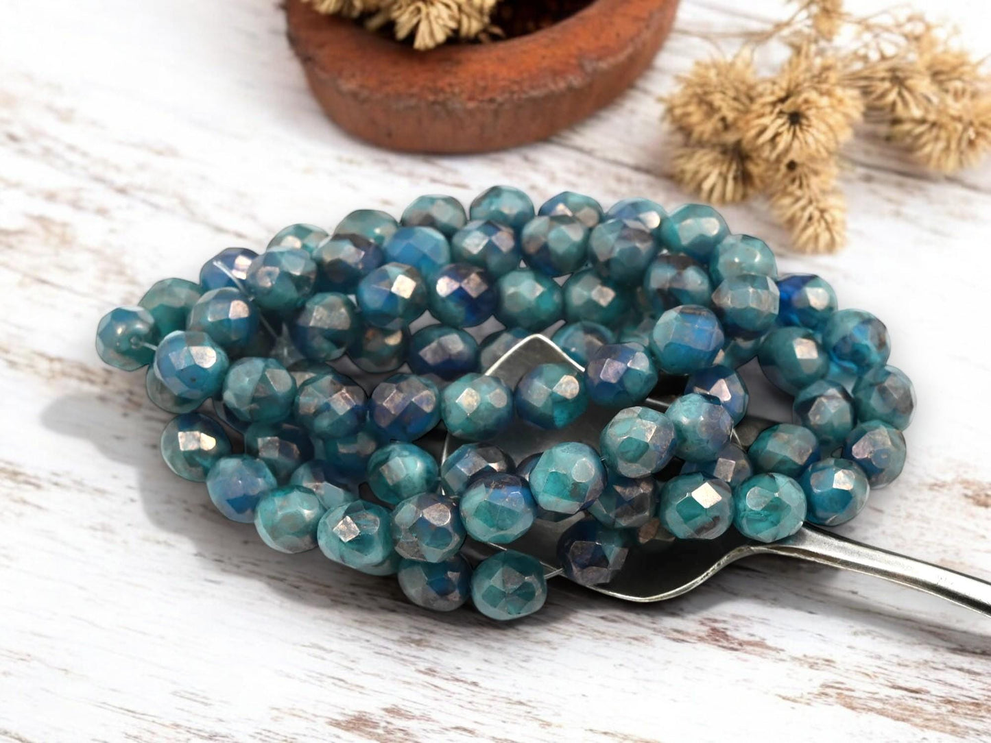 Czech Glass Beads - Fire Polished Beads - Round Beads - Faceted Beads - 8mm - 20pcs - (B855)