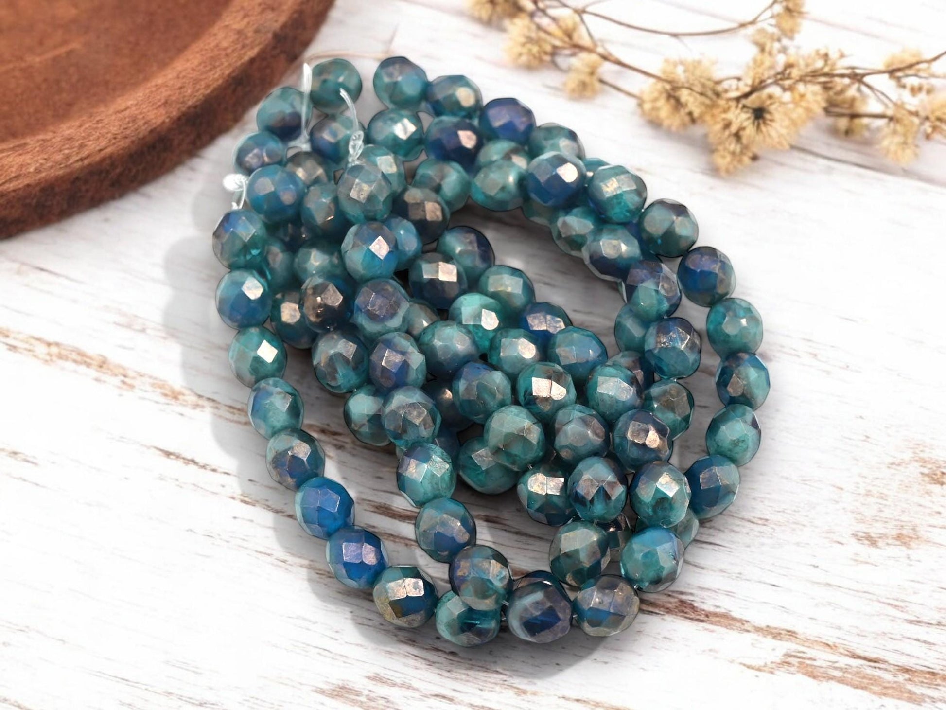 Czech Glass Beads - Fire Polished Beads - Round Beads - Faceted Beads - 8mm - 20pcs - (B855)