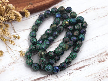 Picasso Beads - Czech Glass Beads - Fire Polished Beads - Round Beads - Faceted Beads - 8mm - 20pcs - (4893)