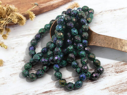 Picasso Beads - Czech Glass Beads - Fire Polished Beads - Round Beads - Faceted Beads - 8mm - 20pcs - (4893)