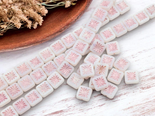 Czech Glass Beads - Picasso Beads - Square Beads - 10mm - 15pcs - (3793)