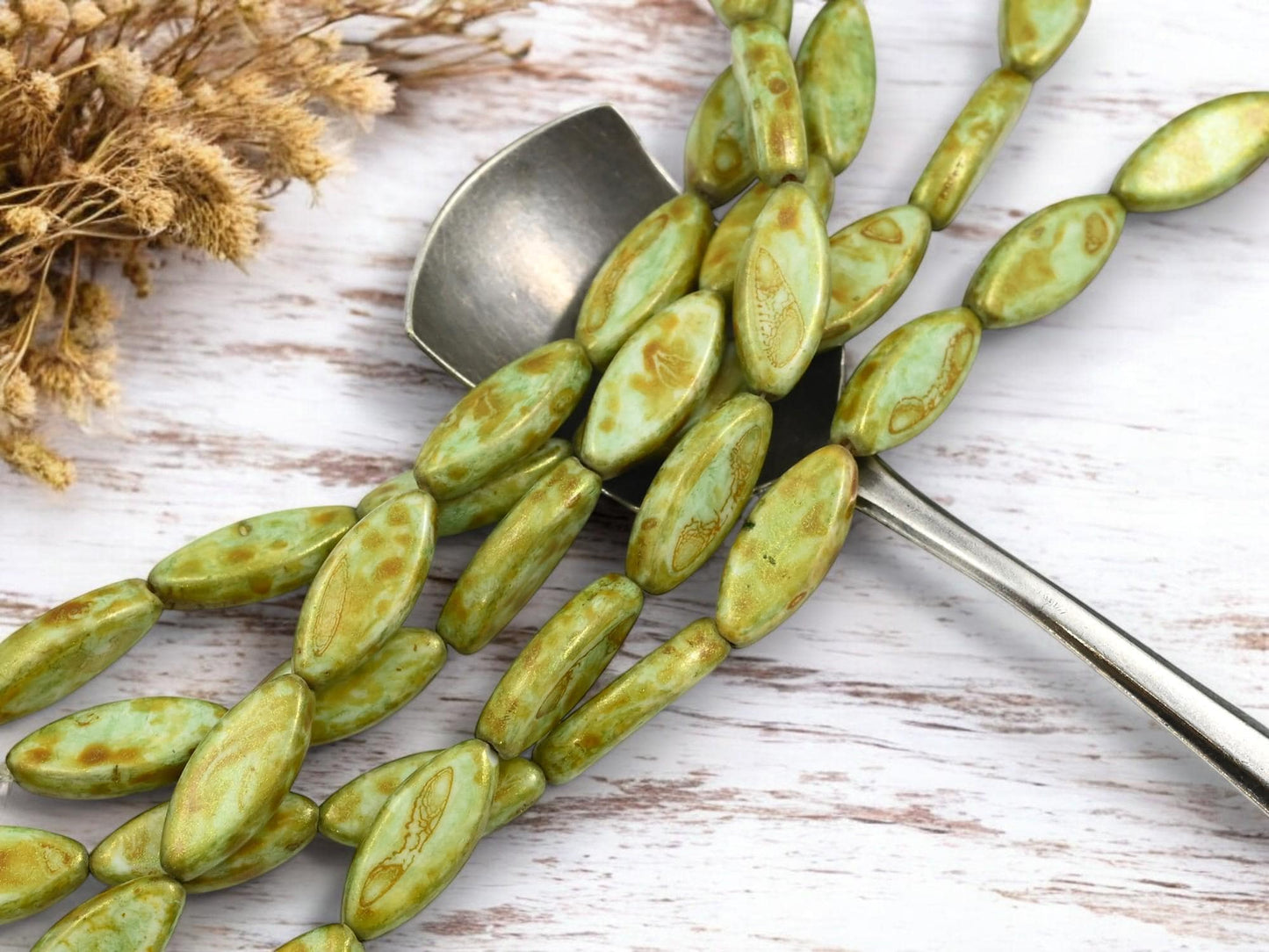 Picasso Beads - Czech Glass Beads - Spindle Beads - Marquise Beads - 18x7mm - 8pcs - (903)