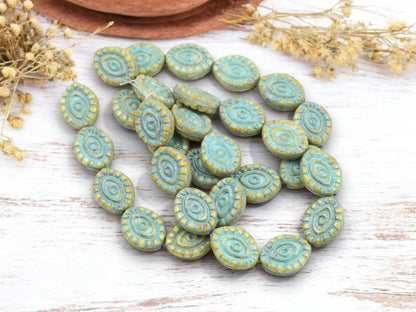 Picasso Beads - Czech Glass Beads - Evil Eye Beads - Mystic Eye Beads - Full Strand - 10pcs - 14x11mm - (4730)