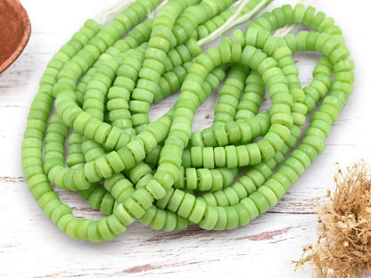 Heishi Beads - Eco-Friendly Beads - Indonesian Beads - Recycled Glass Beads - 8x4mm - 20" Strand - (B481)