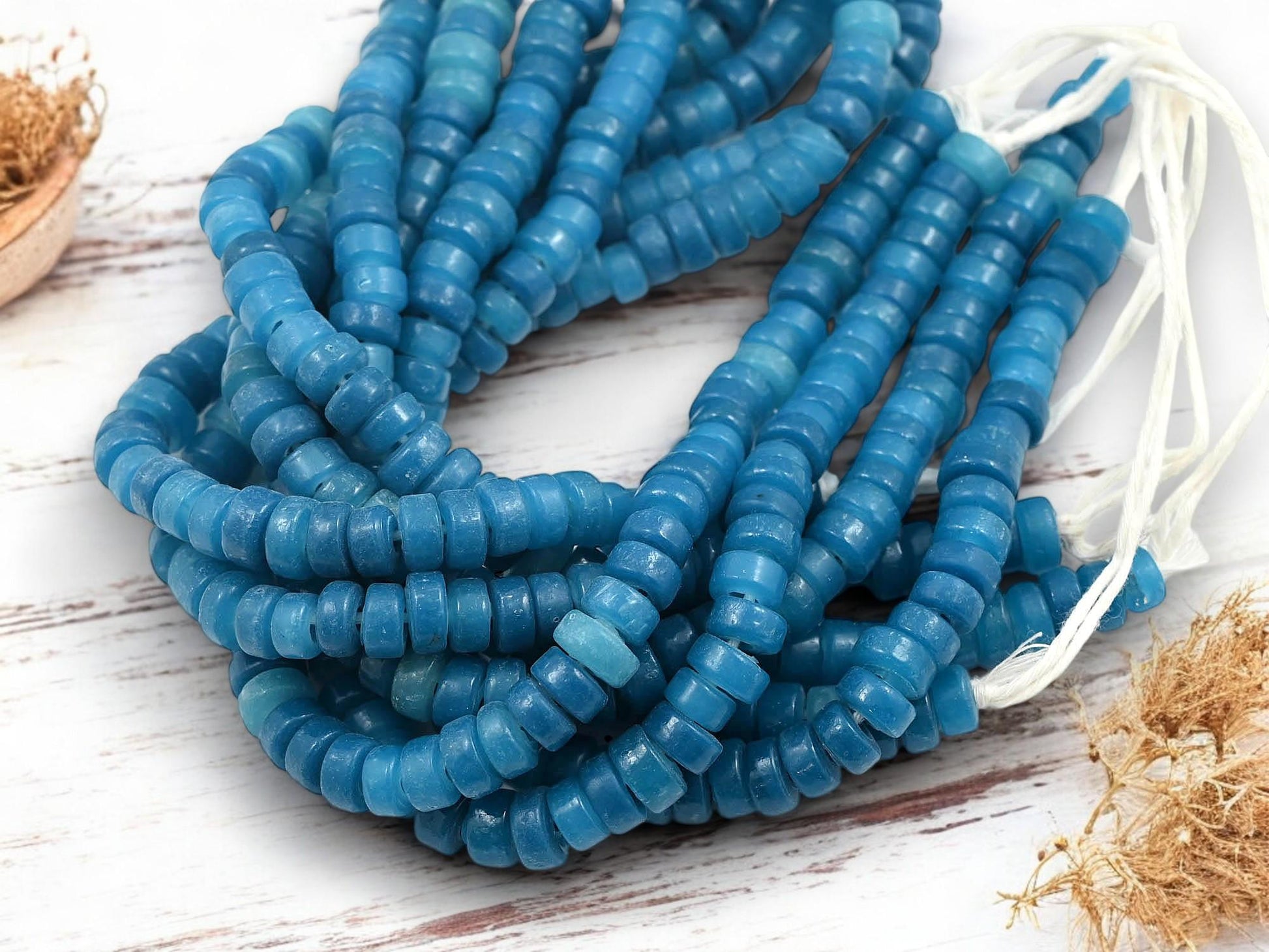 Heishi Beads - Eco-Friendly Beads - Indonesian Beads - Recycled Glass Beads - 8x4mm - 20" Strand - (668)