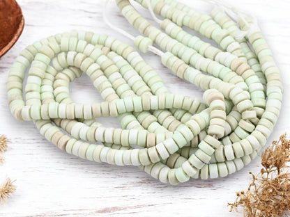 Recycled Glass Beads - Heishi Beads - Eco-Friendly Beads - Indonesian Beads - 8x4mm - 20" Strand - (1860)