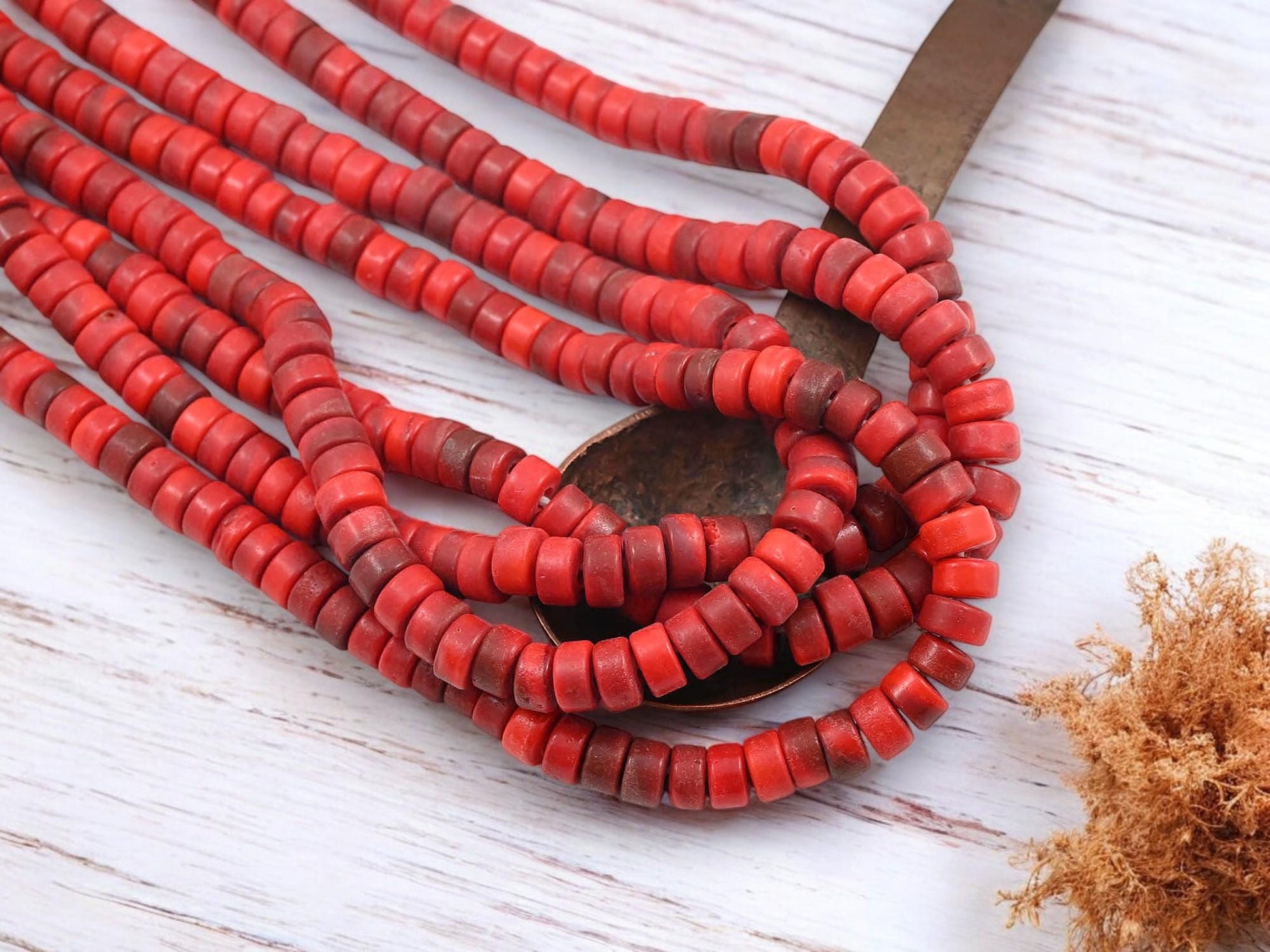 Recycled Glass Beads - Heishi Beads - Eco-Friendly Beads - Indonesian Beads - 8x4mm - 20" Strand - (4901)