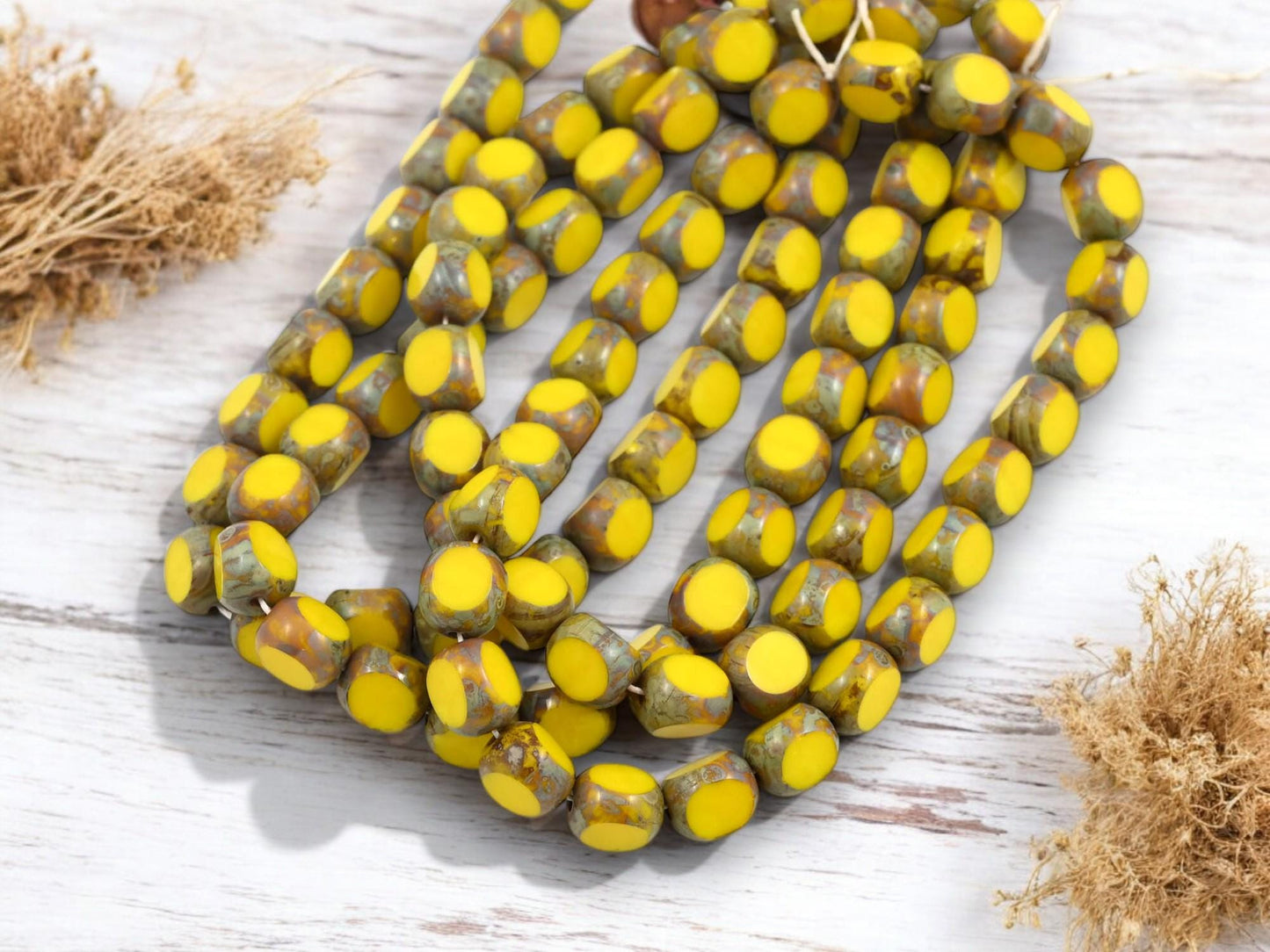 Czech Glass Beads - Picasso Beads - 3 Cut Round Beads - Old Stock Beads - Choose Your Size