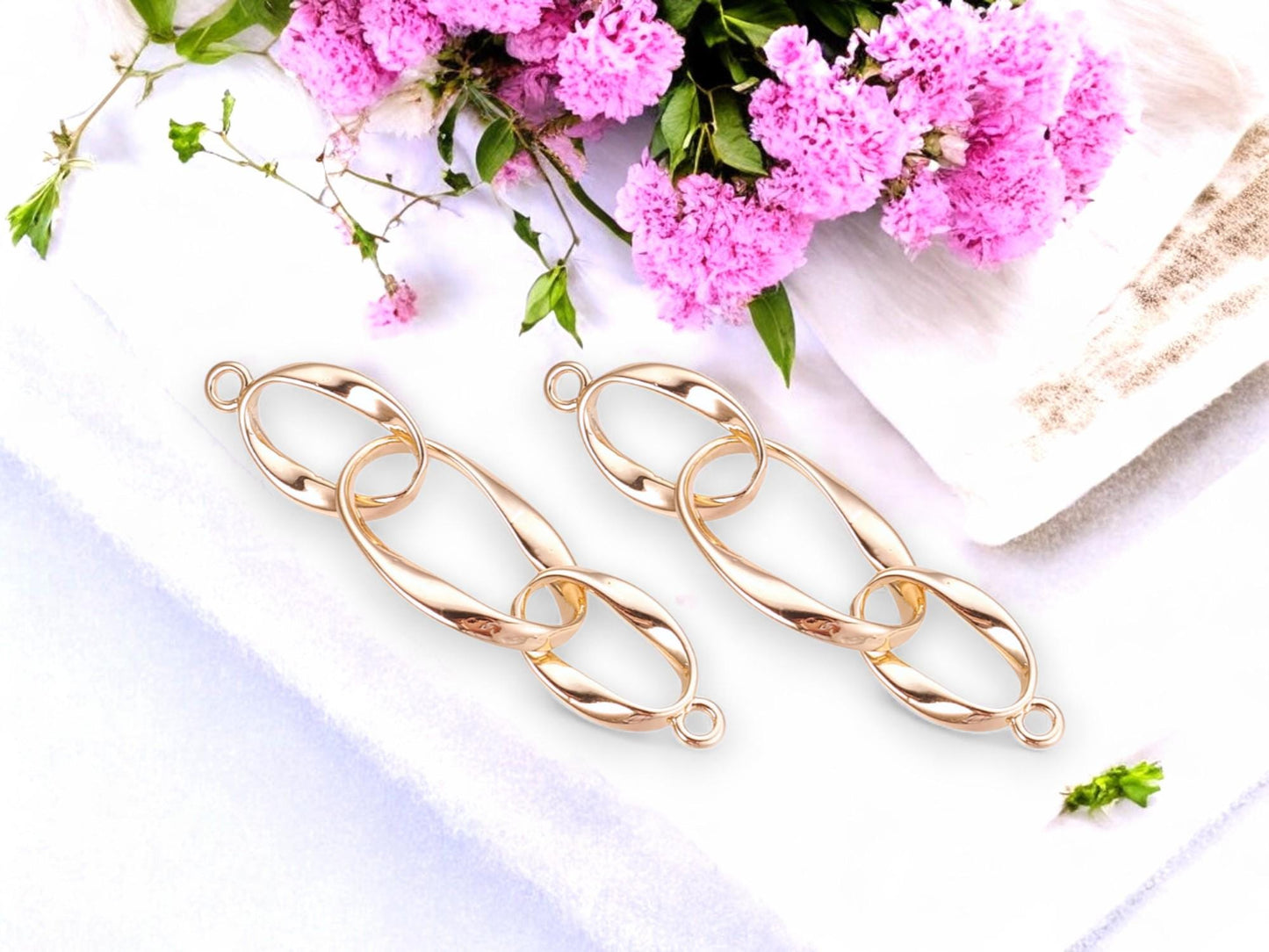 Gold Connector - Bracelet Connector - Gold Links - Metal Findings - Jewelry Findings - 2pc - 29x6mm - (B814)