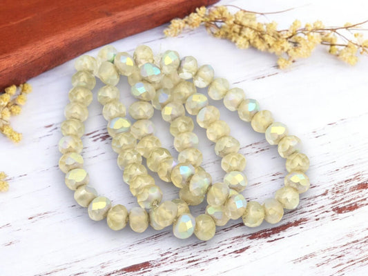 Czech Glass Beads - Rondelle Beads - Picasso Beads - Fire Polished Beads - 6x8mm - 25pcs - (B999)