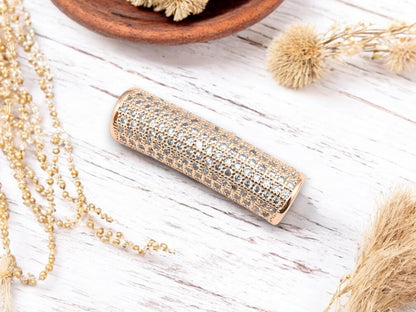 Curved Tube - Bracelet Tube - Zircon Beads - Rhinestone Beads - Bracelet Bar - Micro Pave Beads - Metal Beads - 1pc