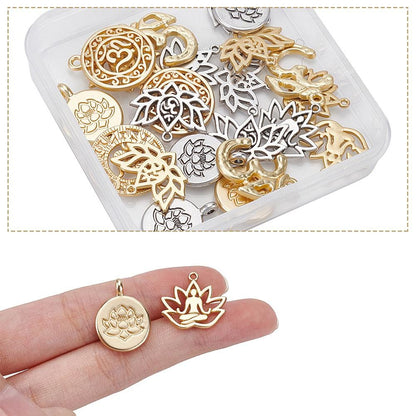 Metal Charms - Mixed Charms - Yoga Charms - Floral Charms - 24pcs - (4230)