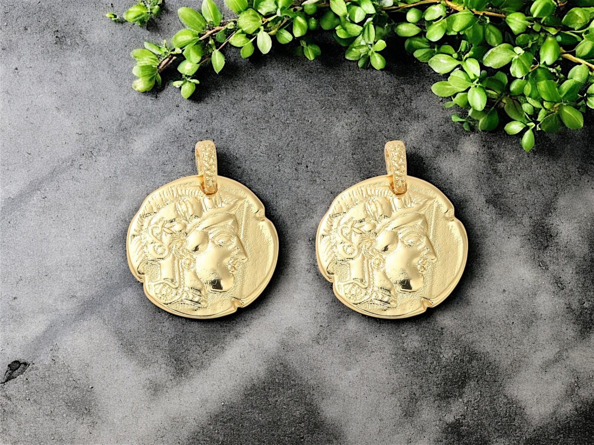 *2* 20x18mm Antique Silver Plated Brass Roman Coin Charm Pendants