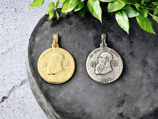 *2* 20x18mm Antique Silver Plated Brass Ancient Coin Charm Pendants