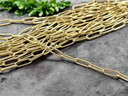 12x4mm Vacuum Plated Gold 304 Stainless Steel Paperclip Chain (1ft)