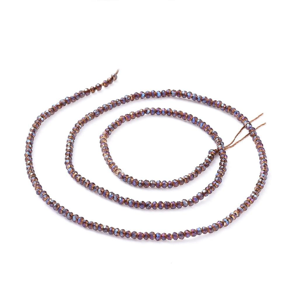 Rondelle Beads - Spacer Beads - Chinese Glass Beads - Electroplated Beads - Micro Spacers - 2mm - 14" Strand - (350)