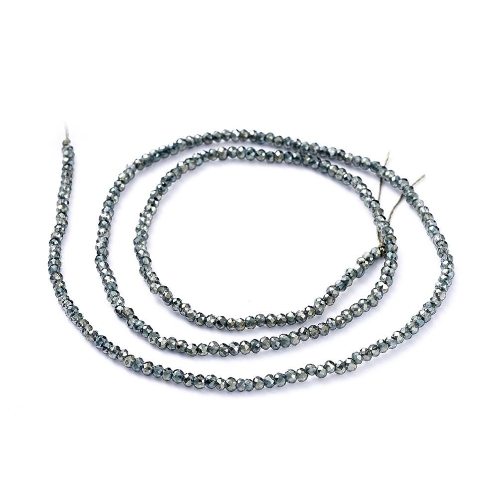 Rondelle Beads - Spacer Beads - Chinese Glass Beads - Electroplated Beads - Micro Spacers - 2mm - 14" Strand - (384)