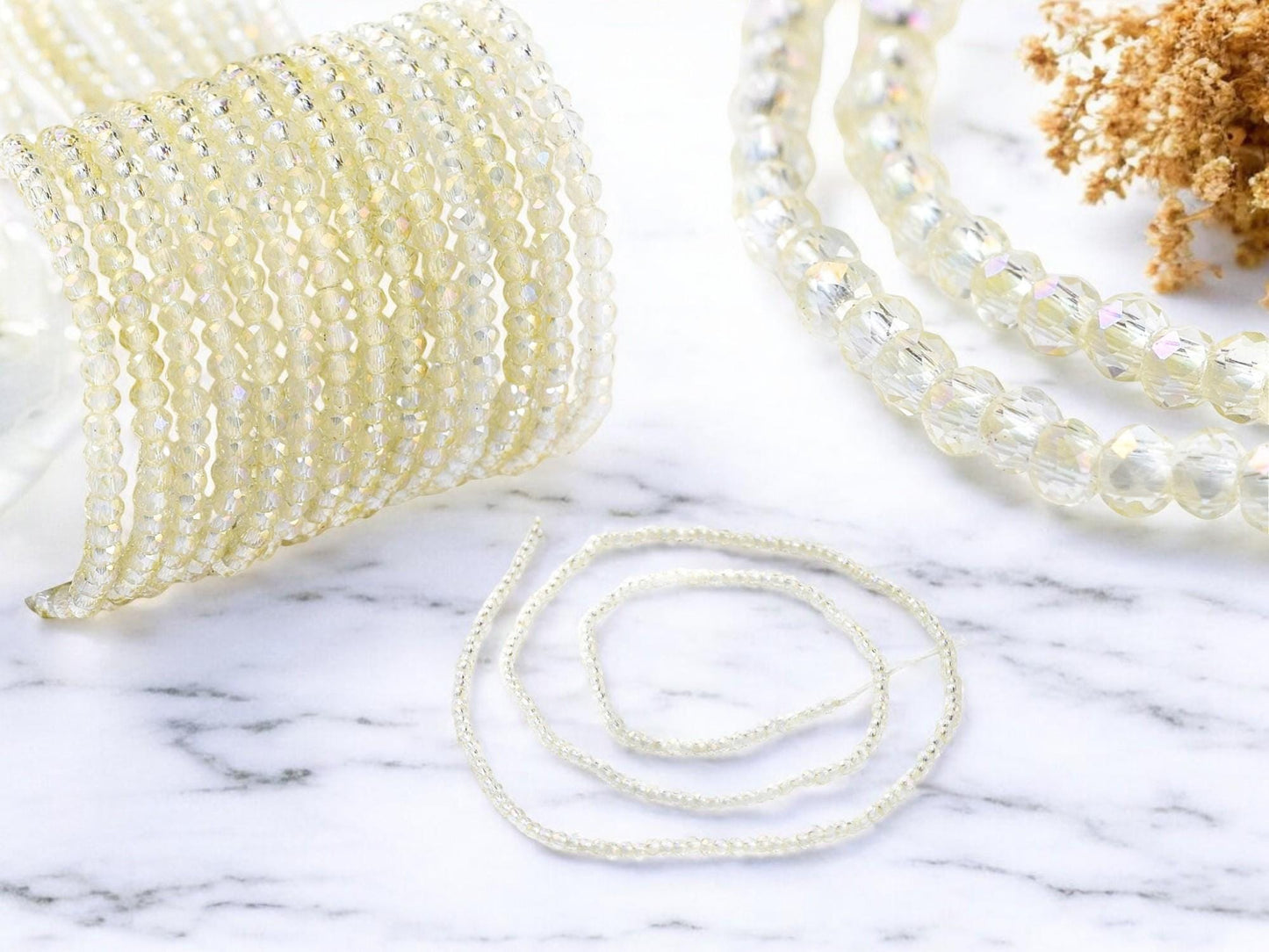 Rondelle Beads - Spacer Beads - Chinese Glass Beads - Electroplated Beads - Micro Spacers - 2mm - 14" Strand - (2492)