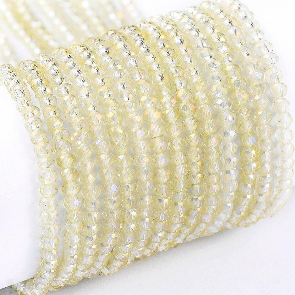 Rondelle Beads - Spacer Beads - Chinese Glass Beads - Electroplated Beads - Micro Spacers - 2mm - 14" Strand - (2492)