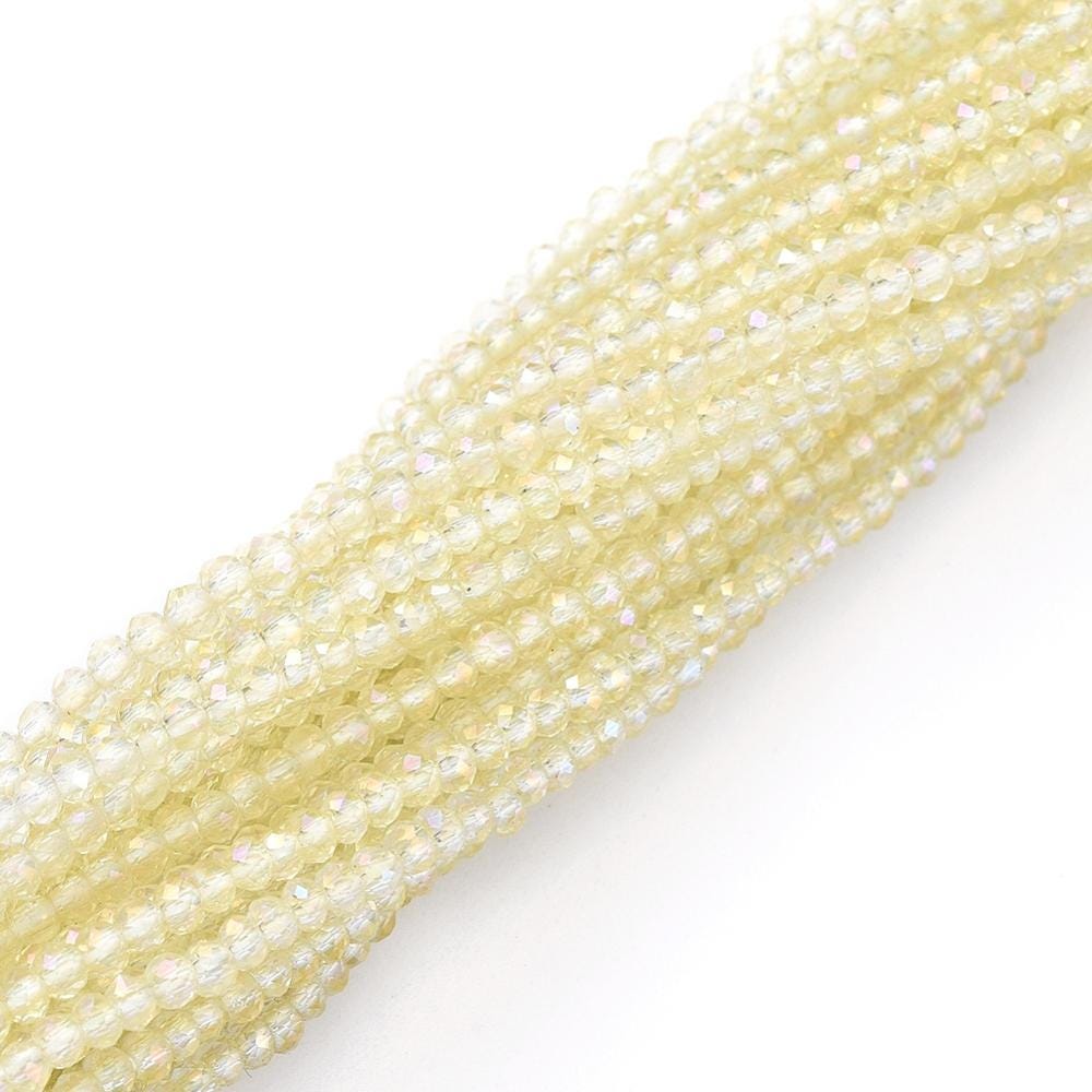 Rondelle Beads - Spacer Beads - Chinese Glass Beads - Electroplated Beads - Micro Spacers - 2mm - 14" Strand - (2492)
