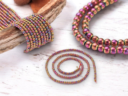 2mm Beads - Spacer Beads - Chinese Glass Beads - Electroplated Beads - Micro Spacers - 14" Strand - (2923)