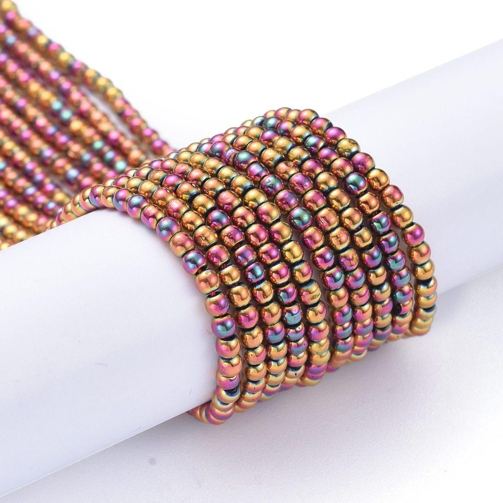 2mm Beads - Spacer Beads - Chinese Glass Beads - Electroplated Beads - Micro Spacers - 14" Strand - (2923)