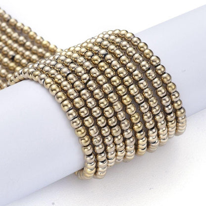 2mm Beads - Gold Spacer Beads - Chinese Glass Beads - Electroplated Beads - Micro Spacers - 14" Strand (571)