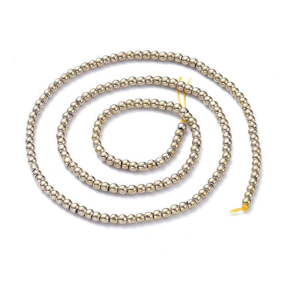 2mm Beads - Gold Spacer Beads - Chinese Glass Beads - Electroplated Beads - Micro Spacers - 14" Strand (571)