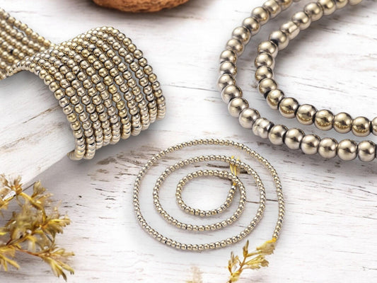 2mm Beads - Gold Spacer Beads - Chinese Glass Beads - Electroplated Beads - Micro Spacers - 14" Strand (571)