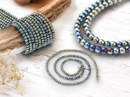 2mm Beads - Spacer Beads - Chinese Glass Beads - Electroplated Beads - Micro Spacers - 14" Strand (2202)