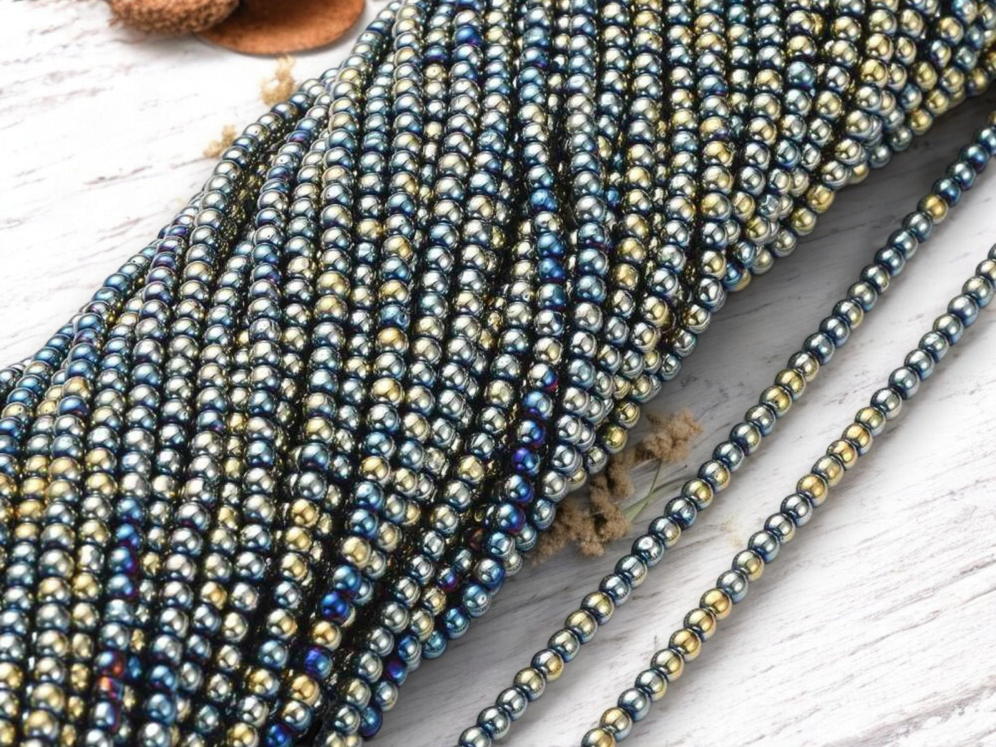 2mm Beads - Spacer Beads - Chinese Glass Beads - Electroplated Beads - Micro Spacers - 14" Strand (2202)